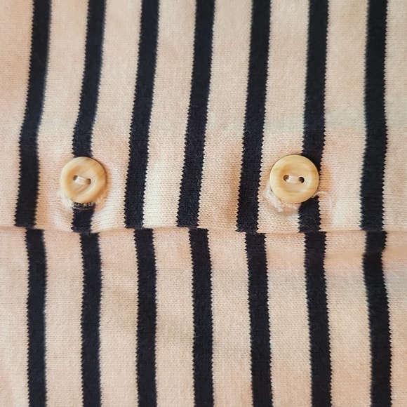 H&M Cream Black Striped Button Up Hoodie Sweatshirt Size 6-8 - Picture 3 of 7